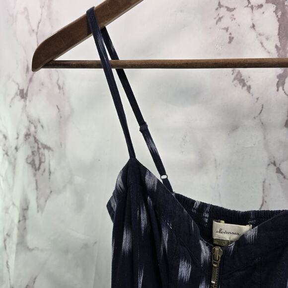 Elevenses Jumpsuit Womens Small Navy Ikat Corset Spaghetti Cropped Boho - Picture 2 of 12